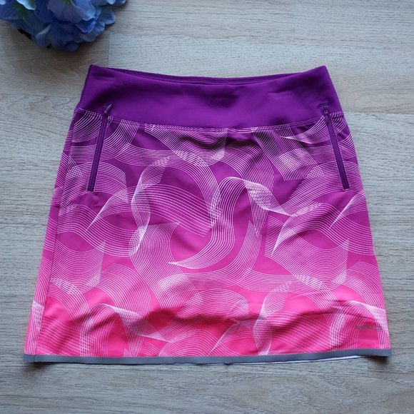 Annika Cutter&Buck Dry Tec UPF 50+ Activewear Golf Skort Zip-Pocket Purple Pink - Picture 1 of 6